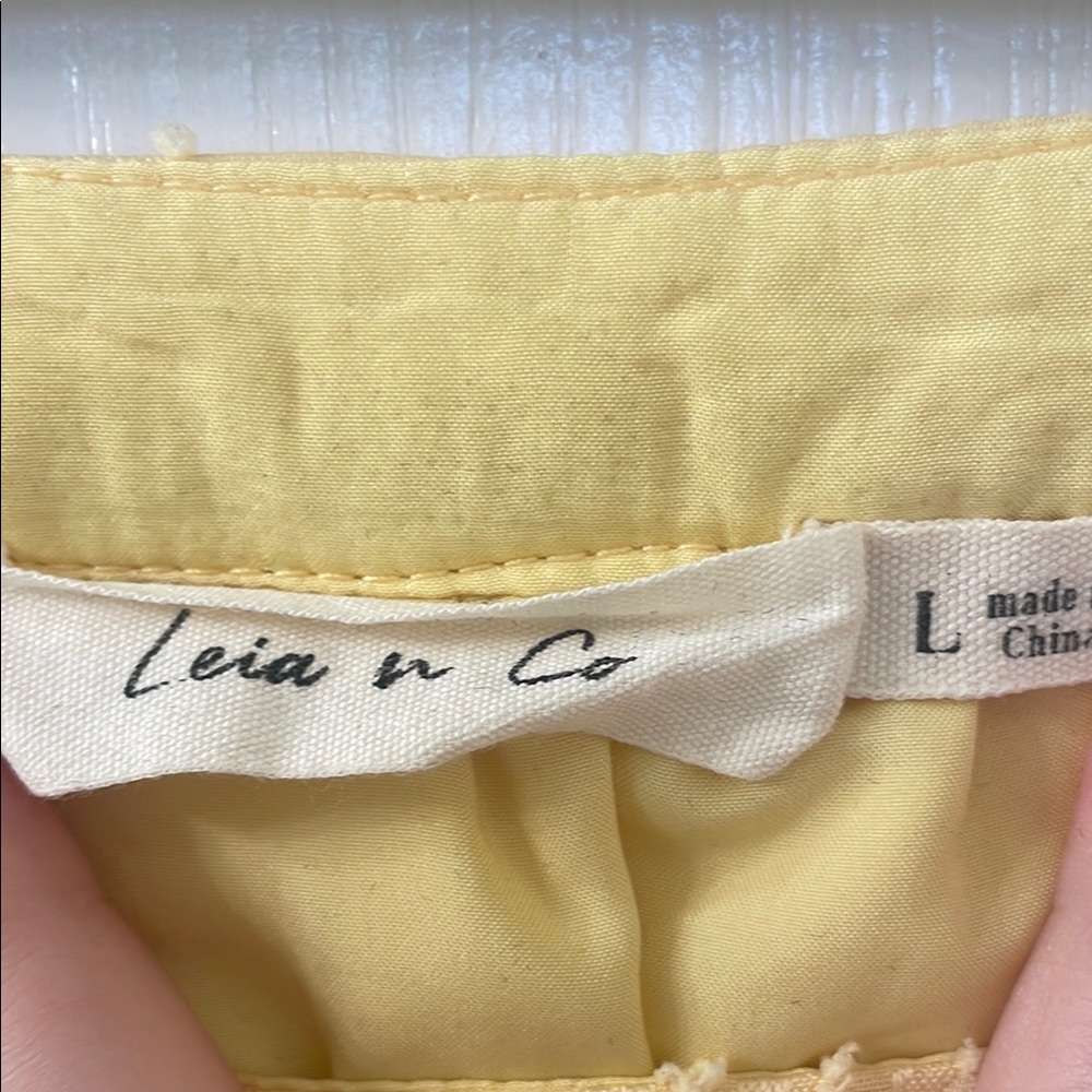 Yellow Square Neck 3/4 Sleeve Blouse - Picture 2 of 4